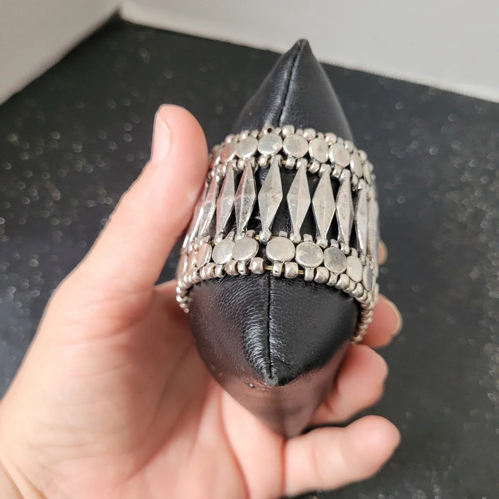Silver Beaded Stretch Cuff Bracelet